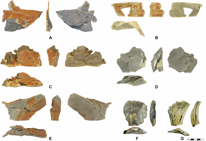 Fig. 4: Conjoined and refitted artefacts in refitting groups (RG) from the Jojosi excavations in 1991, 2023, and 2024.
