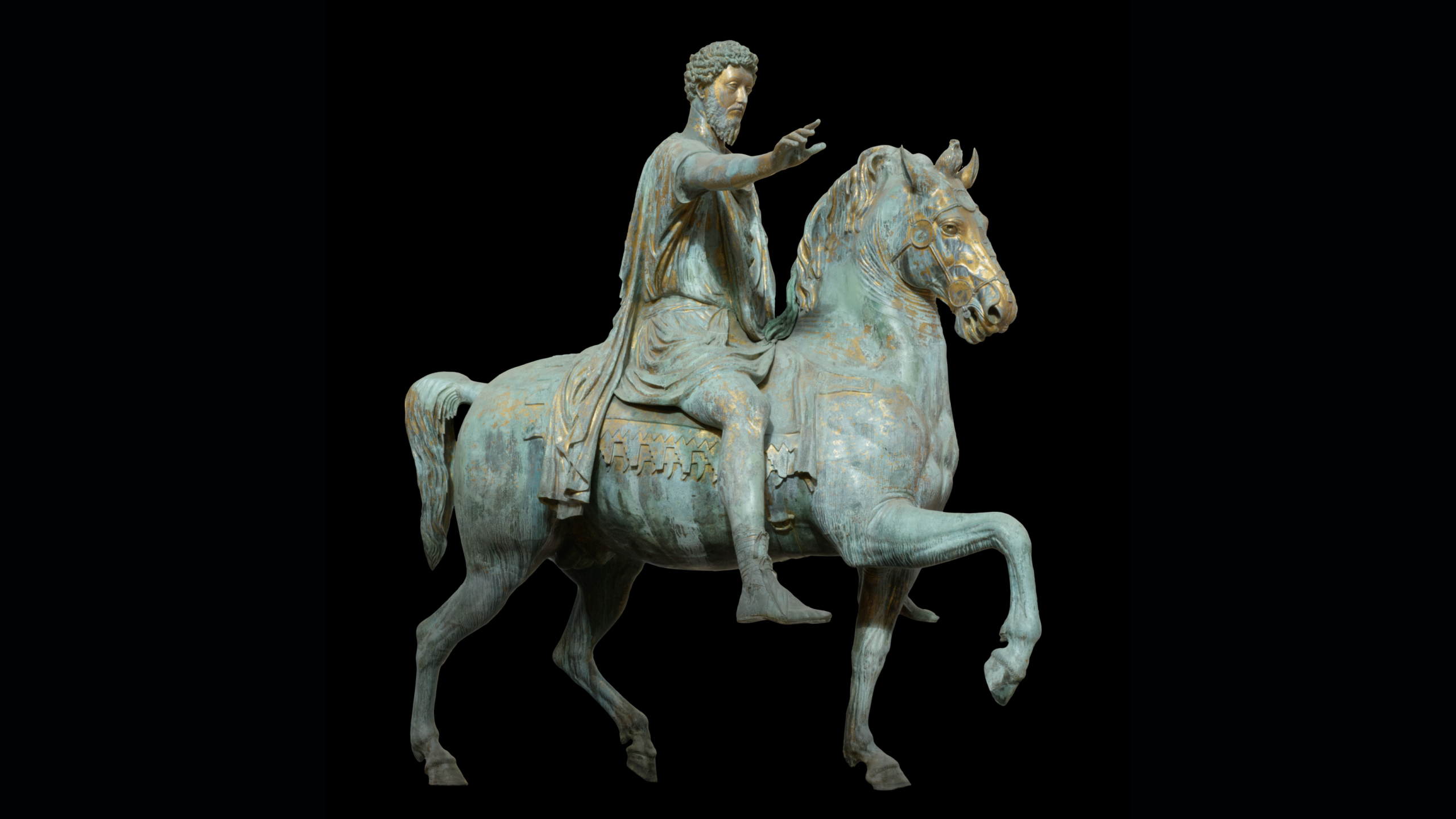 bronze statue of Roman emperor Marcus Aurelius