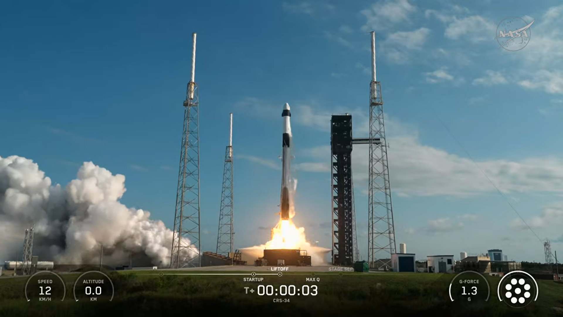 The SpaceX Falcon 9 rocket, carrying the Dragon cargo spacecraft atop, launches on time from Space Launch Complex 40 at Cape Canaveral in Florida.