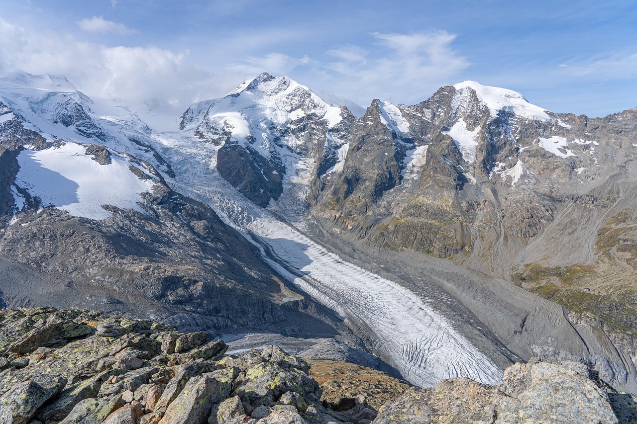glacier, nature, morteratsch glacier, mountains, summit, alps, mountain landscape, bernina, graubünden, switzerland, pxclimate protection, pxclimateaction, earth day