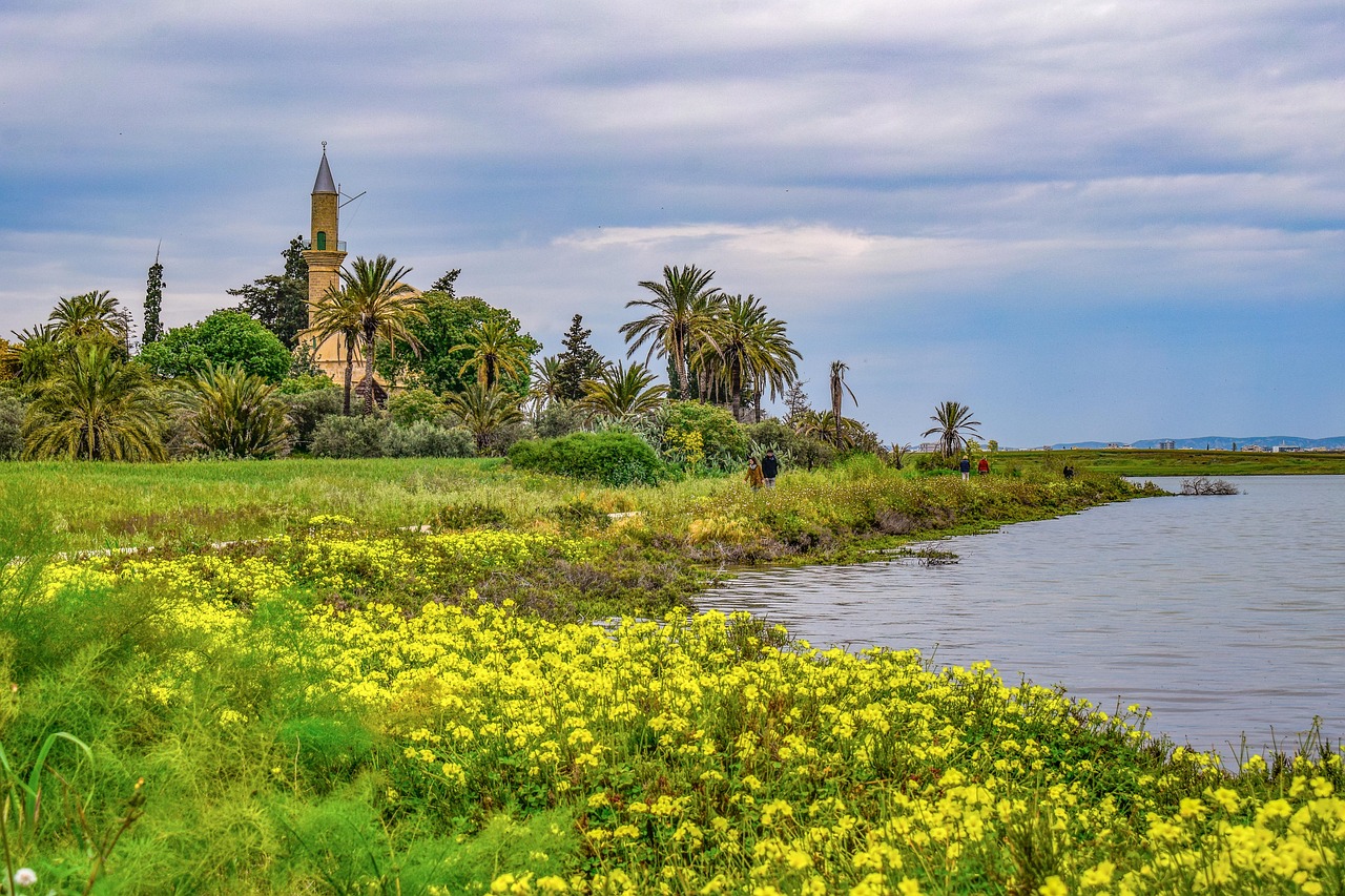 cyprus, larnaca, lake, salt lake, landscape, morning, mosque, hala sultan tekke, landmark, alyki, scenery, sky, clouds, travel, nature, spring, larnaca, larnaca, larnaca, larnaca, larnaca, mosque, mosque