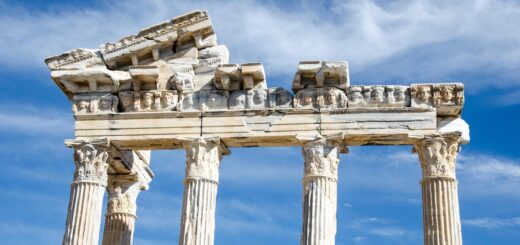 the temple of apollo, side, turkey, vacations, antiquity, building, ruin, columnar, temple, port, summer, nature, tourism