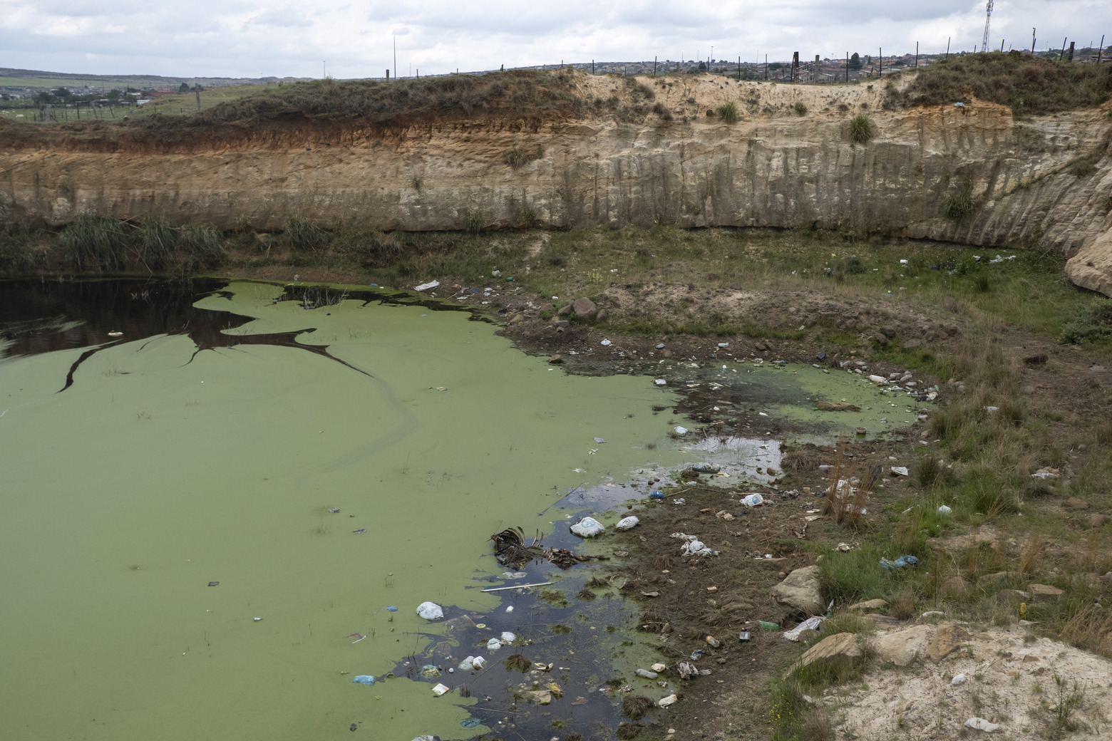 Another huge toxic pond left by the abandoned Imbabala mine. Image courtesy of Daylin Paul/Centre for Environmental Rights (CER).