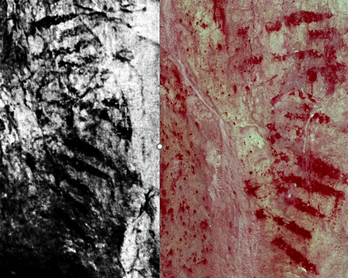 Striped rock dismissed as natural in 1928 reclassified as UK’s oldest cave art