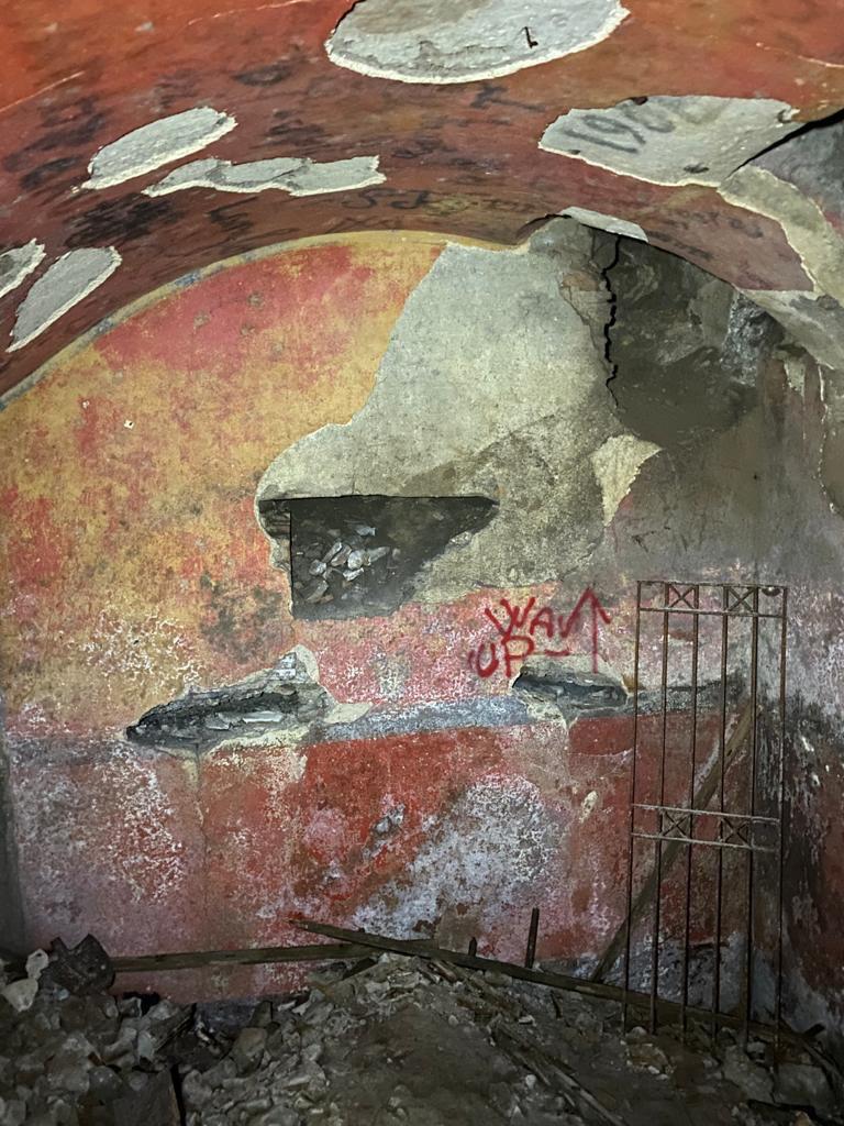Painted walls of a vaulted room of a Roman house, Rome, Italy