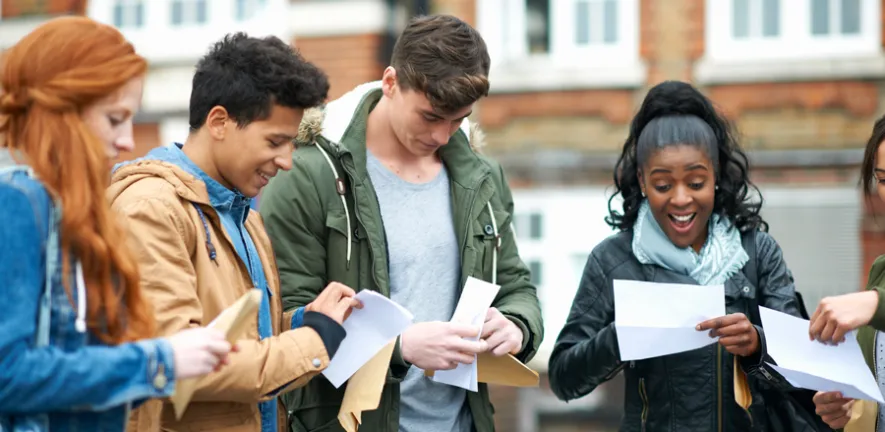 Students finding out their exam results