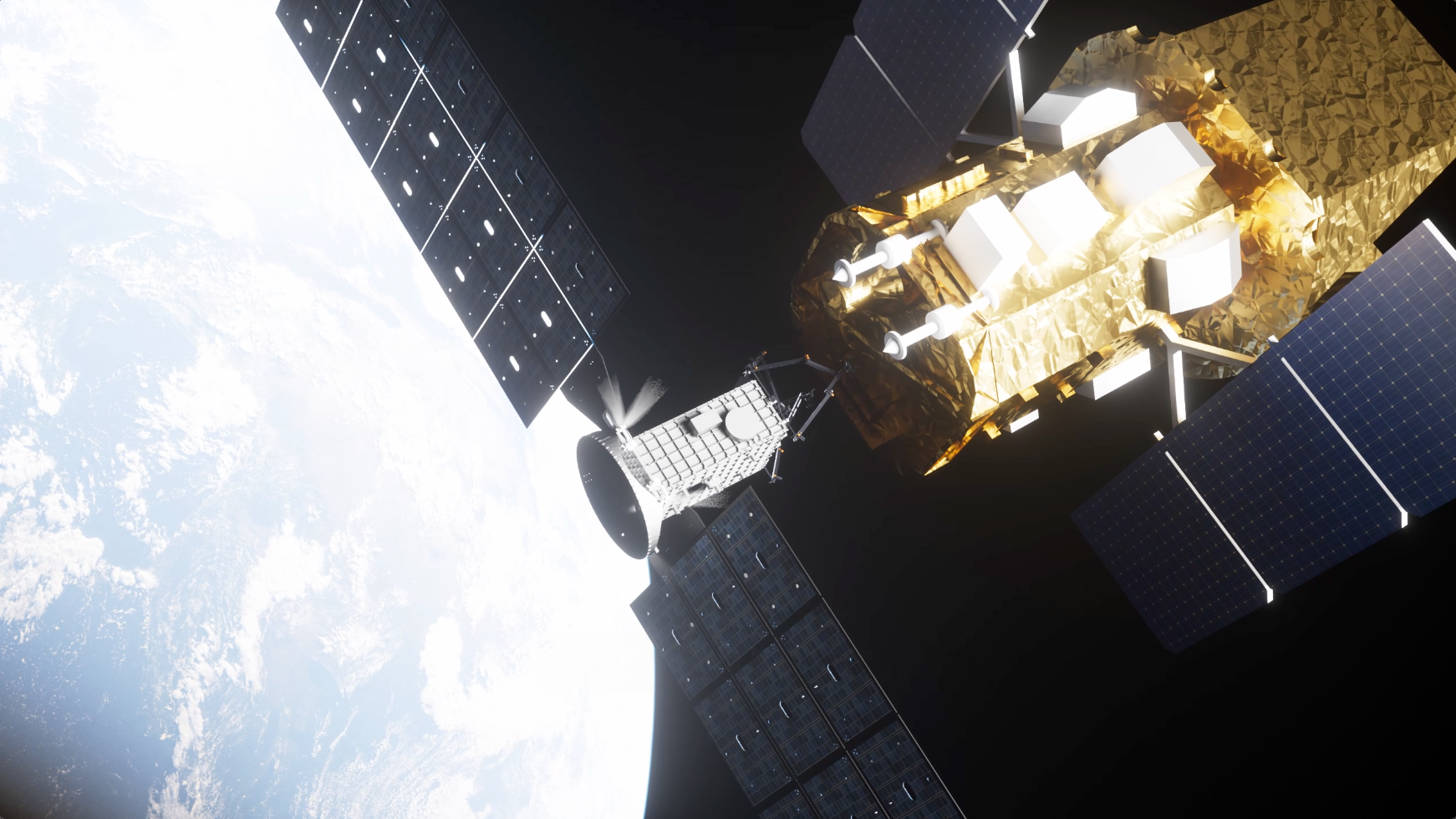 Illustration of the LINK and Swift satellites