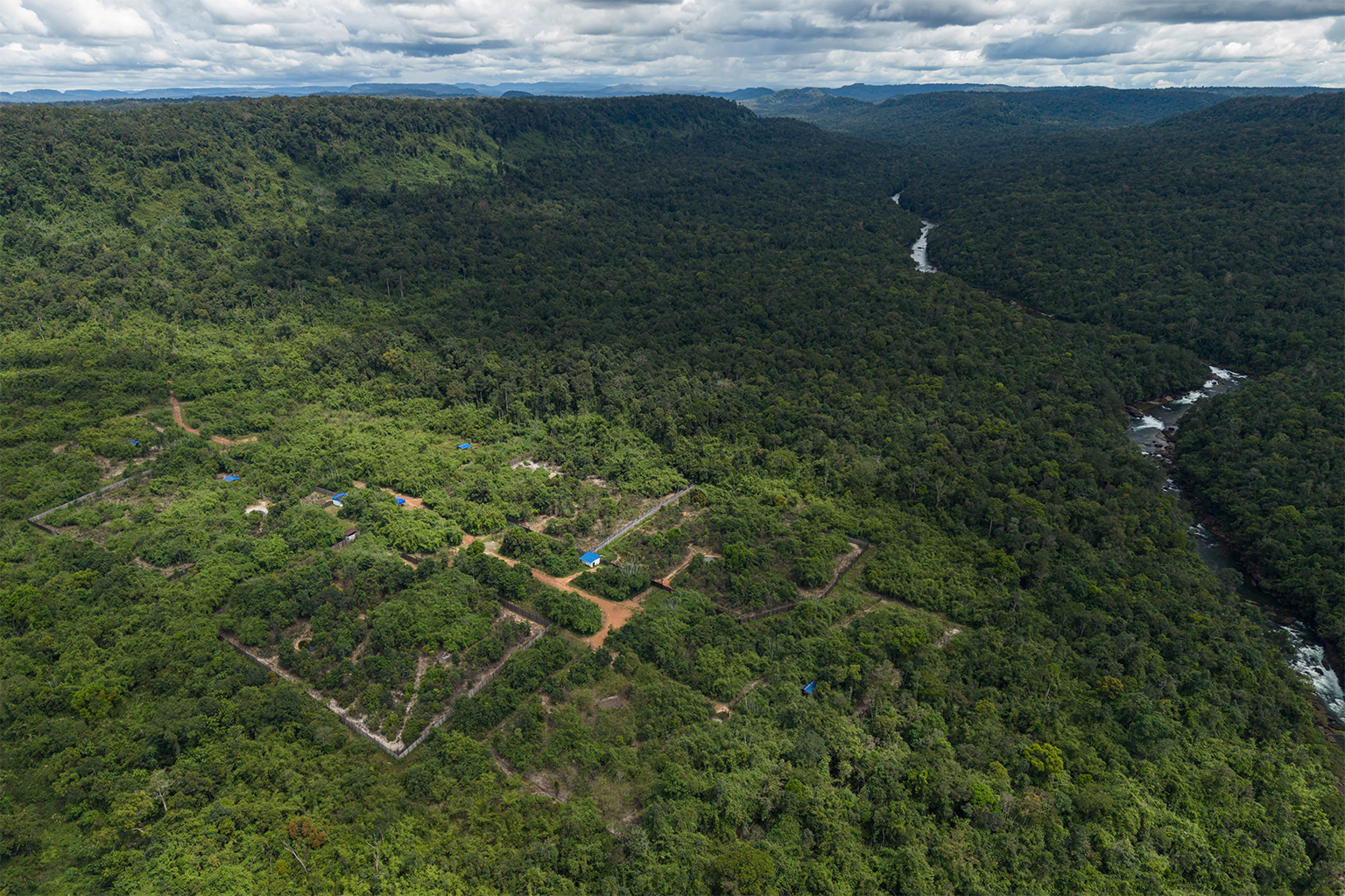 An aerial view over the tiger reintroduction site.