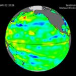 Satelit Sentinel-6 zachytil signál, ktorý často predchádza El Niñu International Sea Level Satellite Observes El Niño Precursor