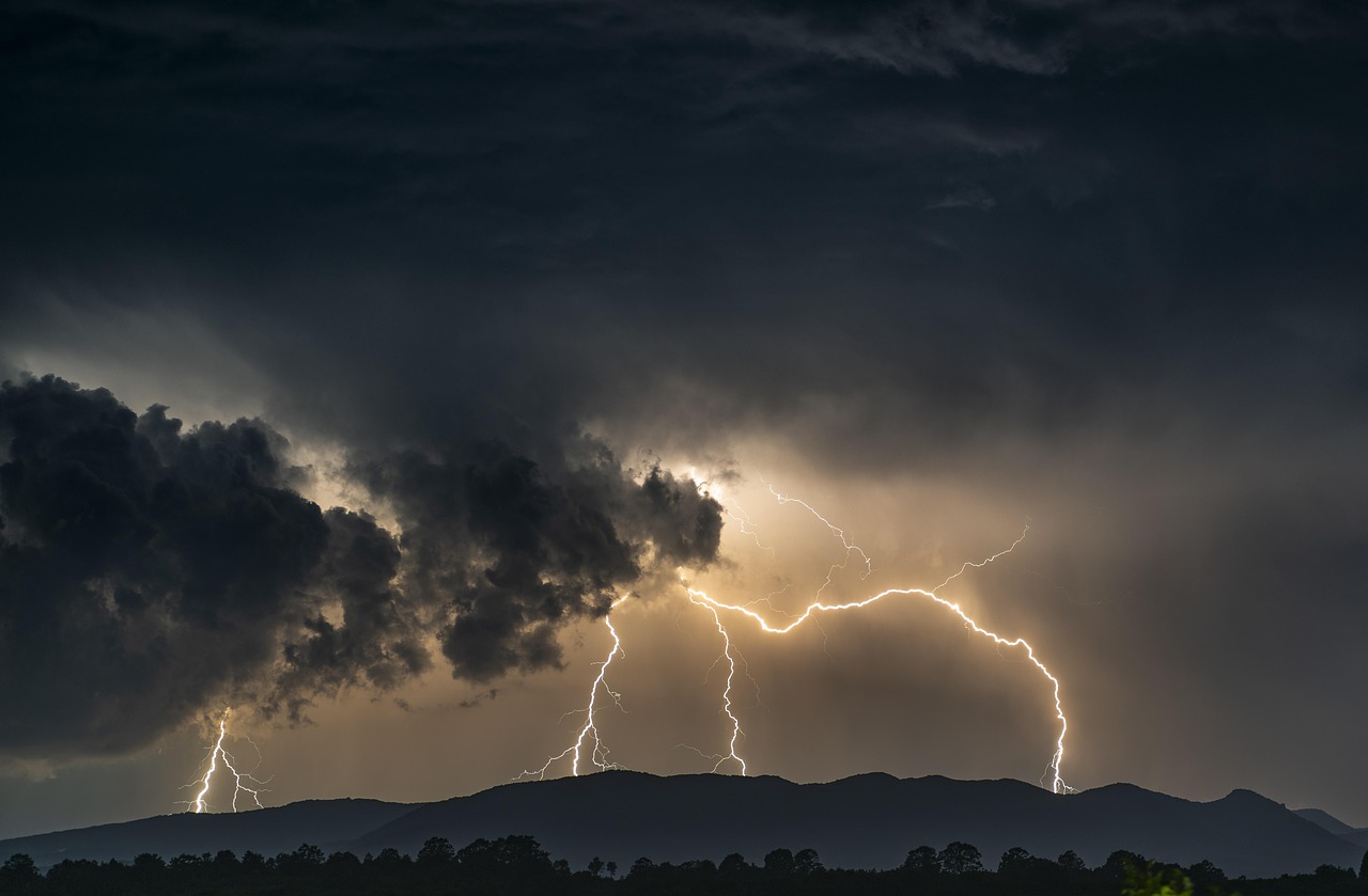thunder, night sky, flash, storm, sky, night, electricity, clouds, dark, nature, energy, black, atmospheric, mystical, landscape, threatening, threat, light