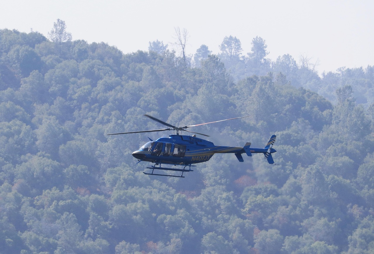 helicopter, fire, aircraft, nature, emergency, sky, fly, smoke, chopper, wildfire, california, blue fire, blue smoke, blue emergency