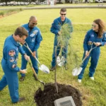 Artemis II Crew and Apollo 14 Moon Tree